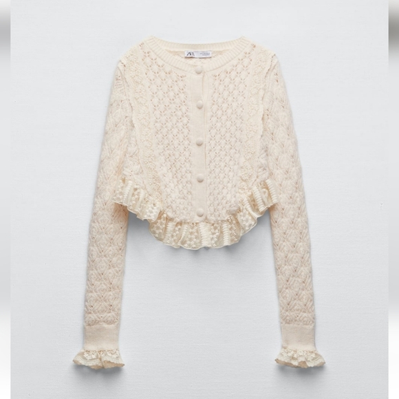 BNWT! Zara lace knit sweater - Picture 4 of 6